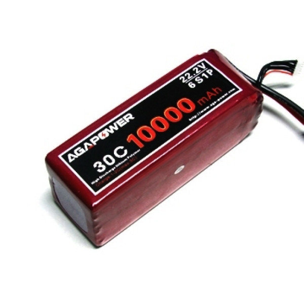 Акумулятор AGA POWER Li-Po 10000mAh 22.2V 6S 30C Softcase 62x57x165мм T-Plug